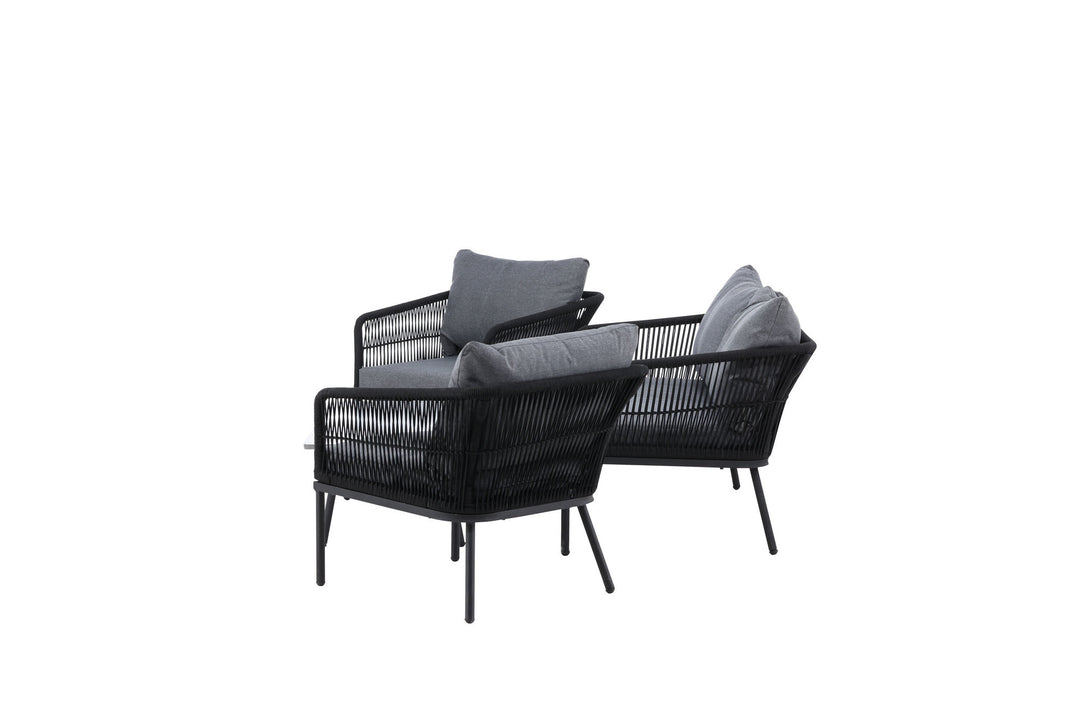 Venture Home Lindos Sofa Set - Black Alu / Black Rope / Grey Cushions