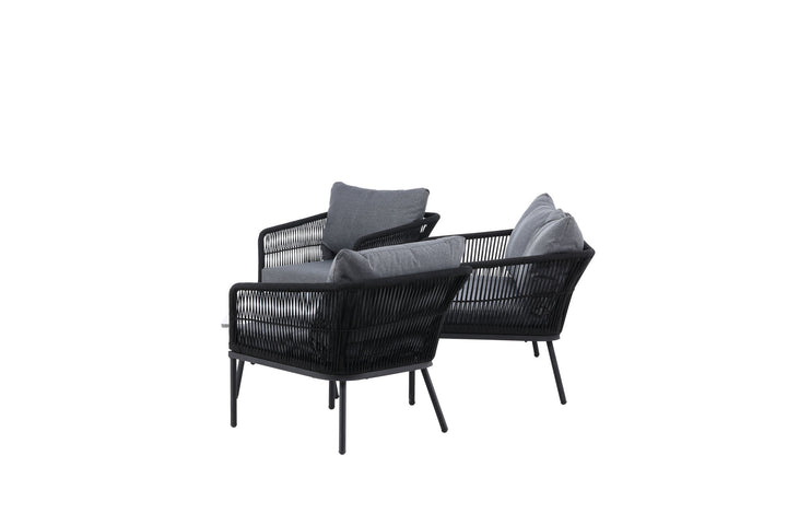 Venture Home Lindos Sofa Set - Black Alu / Black Rope / Grey Cushions