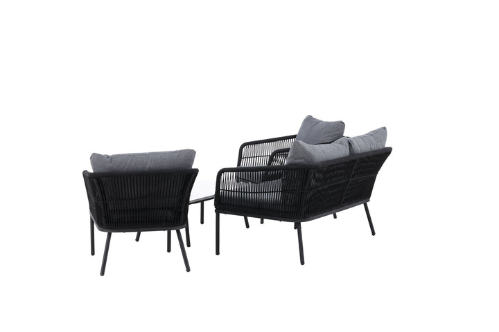 Venture Home Lindos Sofa Set - Black Alu / Black Rope / Grey Cushions