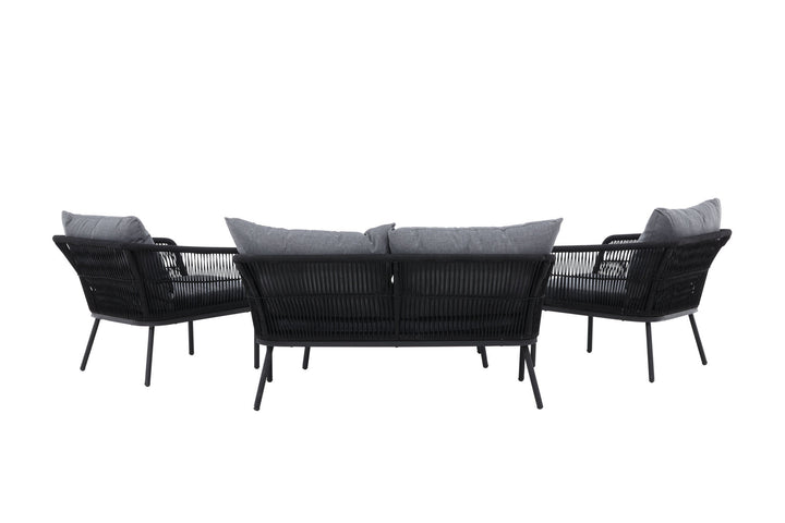 Venture Home Lindos Sofa Set - Black Alu / Black Rope / Grey Cushions