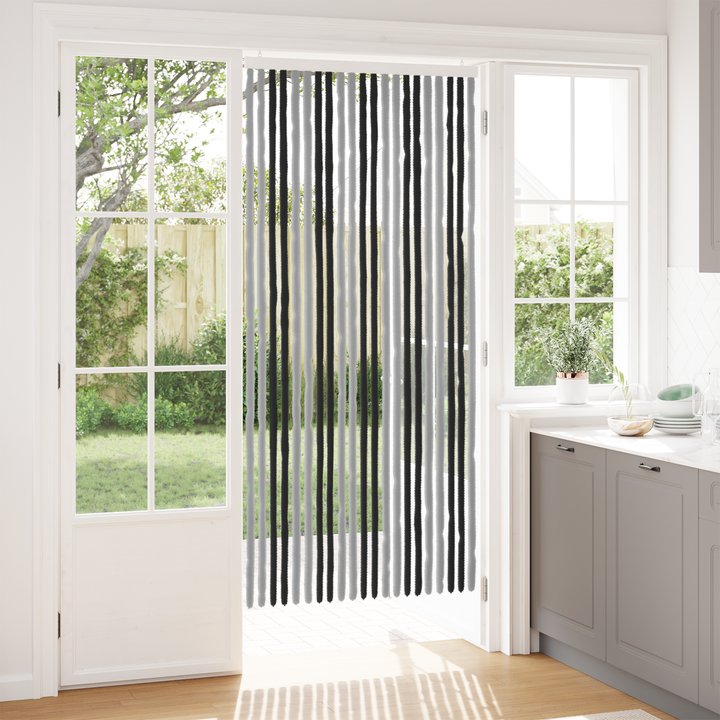 Insektgardin i chenille Grå og sort 90 x 200 cm 100% PP