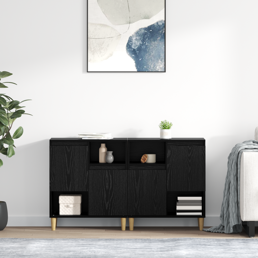 Sideboards 2 pcs Sort eg 60 x 35 x 70 cm Konstrueret træ