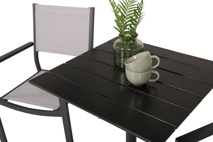 Venture Home Colorado - Cafébord - 70*70 - Matt Svart / Svart Aintwood+Copacabana Arm Chair (
