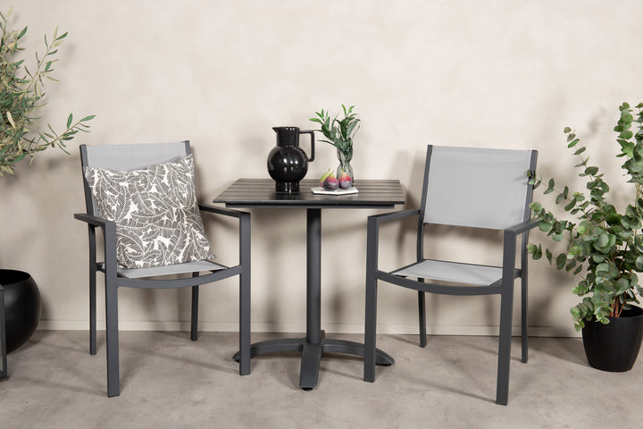 Venture Home Colorado - Cafébord - 70*70 - Matt Svart / Svart Aintwood+Copacabana Arm Chair (