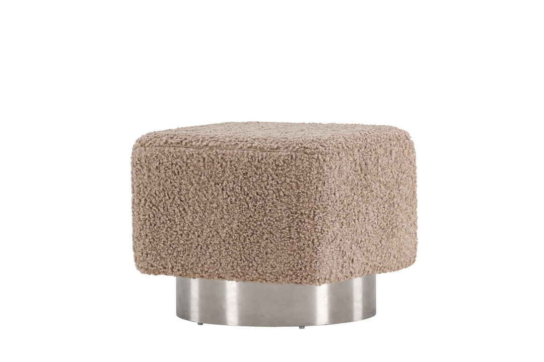Venture Home Newton Ottoman/Pouf - Silver / Beige Teddy