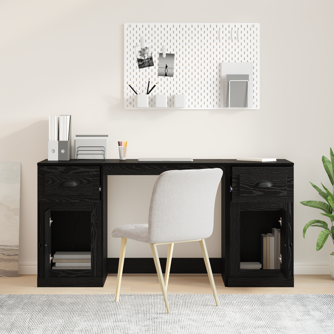 Skrivebord med skab Sort eg 154,5 x 50 x 75 cm Konstrueret træ