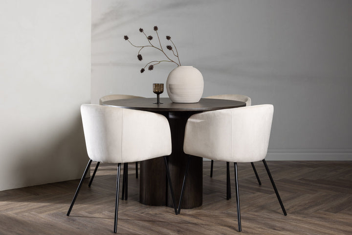 Venture Home OliviaDiningTable-Mocca/MoccaVeneer+BeritChair-Black/BeigeVelvet_4