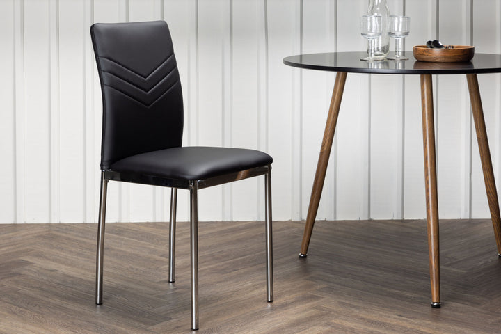 Venture Home Lily Dining Chair 2-pack - Chromed leg / Black PU