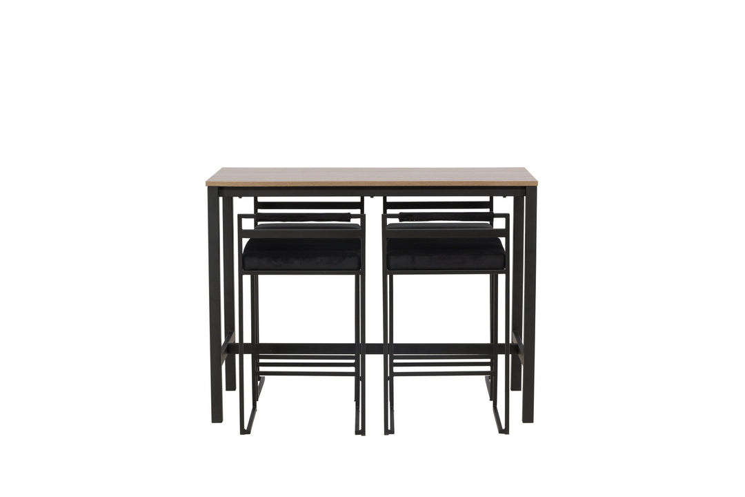 Venture Home Camden Bar Table - Walnut / Walnut MDF +Opelika Bar Chair - Black / Black Velvet _4