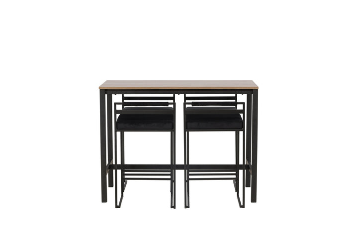 Venture Home Camden Bar Table - Walnut / Walnut MDF +Opelika Bar Chair - Black / Black Velvet _4