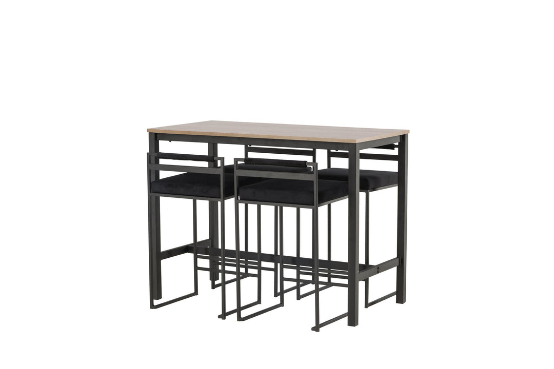 Venture Home Camden Bar Table - Walnut / Walnut MDF +Opelika Bar Chair - Black / Black Velvet _4