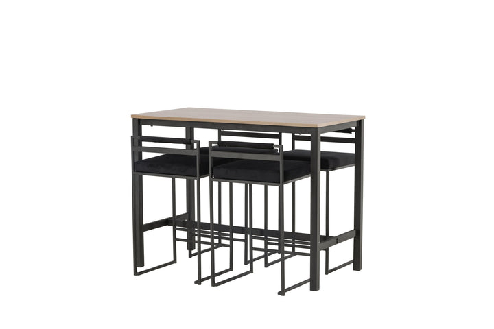 Venture Home Camden Bar Table - Walnut / Walnut MDF +Opelika Bar Chair - Black / Black Velvet _4