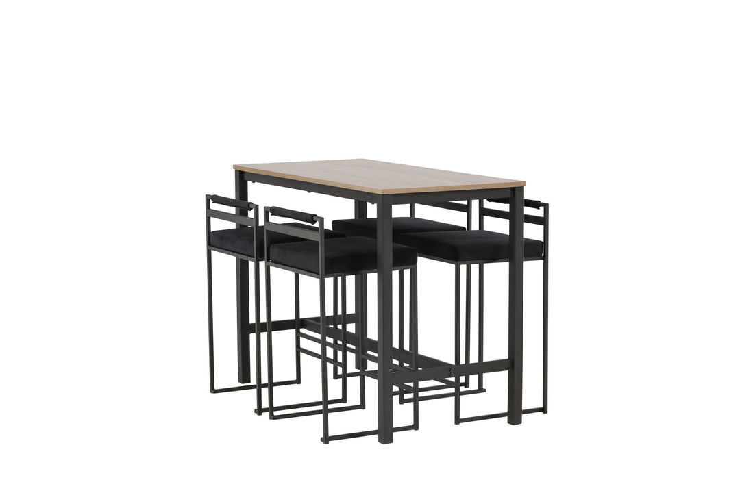 Venture Home Camden Bar Table - Walnut / Walnut MDF +Opelika Bar Chair - Black / Black Velvet _4