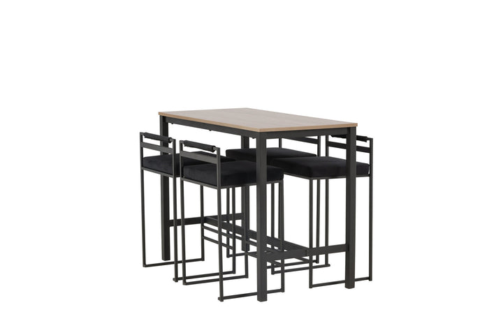 Venture Home Camden Bar Table - Walnut / Walnut MDF +Opelika Bar Chair - Black / Black Velvet _4