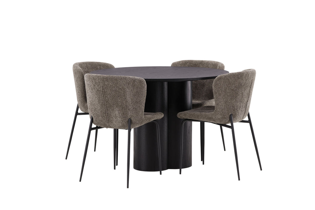 Venture Home OliviaDiningTable-Black/BlackVeneer+ModestoDiningChair-Grey/SmokedBlackBoucle_4