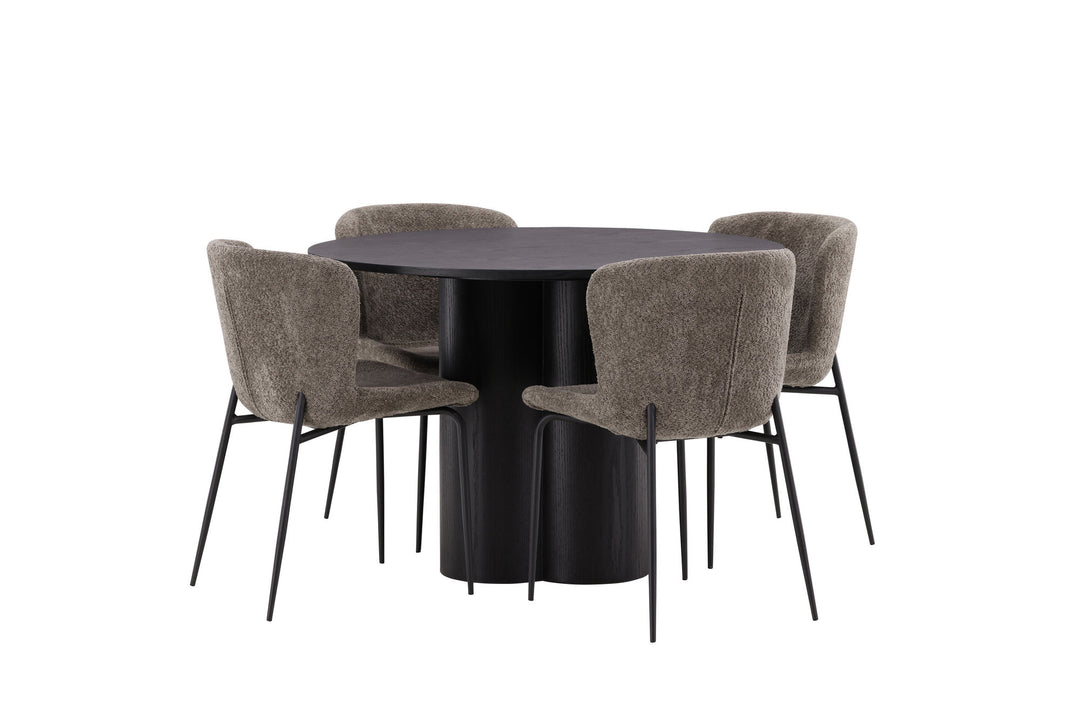 Venture Home OliviaDiningTable-Black/BlackVeneer+ModestoDiningChair-Grey/SmokedBlackBoucle_4