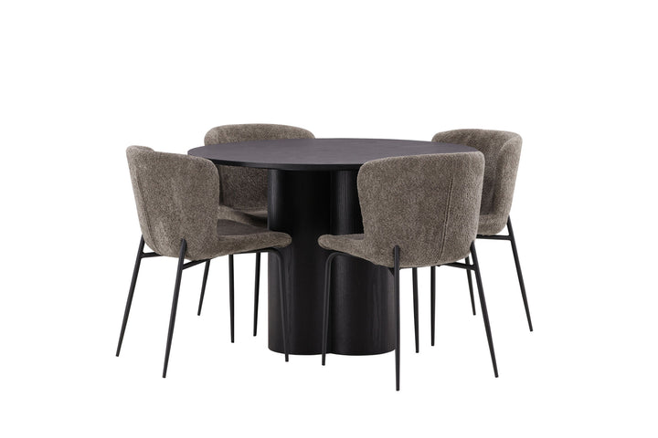 Venture Home OliviaDiningTable-Black/BlackVeneer+ModestoDiningChair-Grey/SmokedBlackBoucle_4