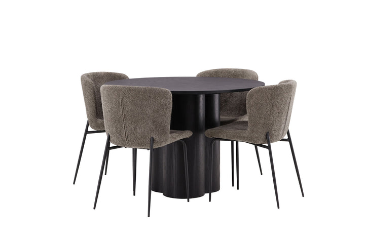 Venture Home OliviaDiningTable-Black/BlackVeneer+ModestoDiningChair-Grey/SmokedBlackBoucle_4