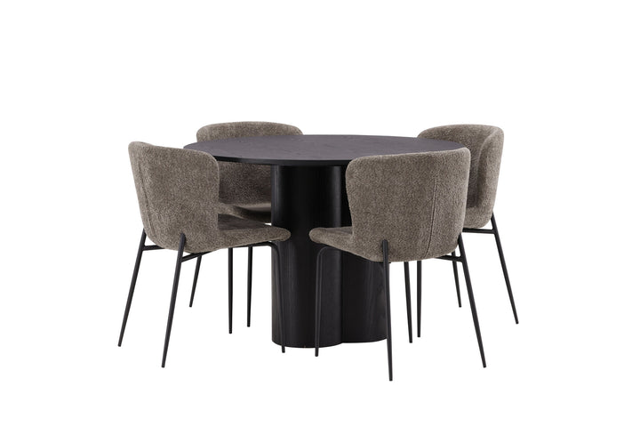 Venture Home OliviaDiningTable-Black/BlackVeneer+ModestoDiningChair-Grey/SmokedBlackBoucle_4