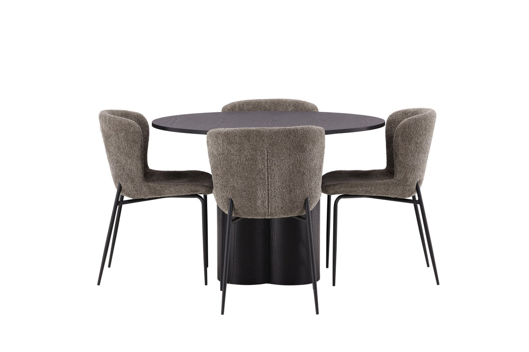Venture Home OliviaDiningTable-Black/BlackVeneer+ModestoDiningChair-Grey/SmokedBlackBoucle_4