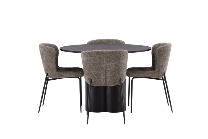 Venture Home OliviaDiningTable-Black/BlackVeneer+ModestoDiningChair-Grey/SmokedBlackBoucle_4
