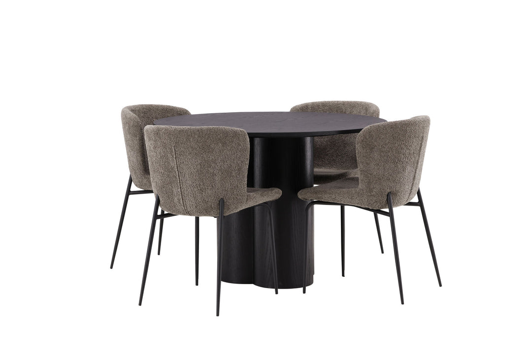 Venture Home OliviaDiningTable-Black/BlackVeneer+ModestoDiningChair-Grey/SmokedBlackBoucle_4