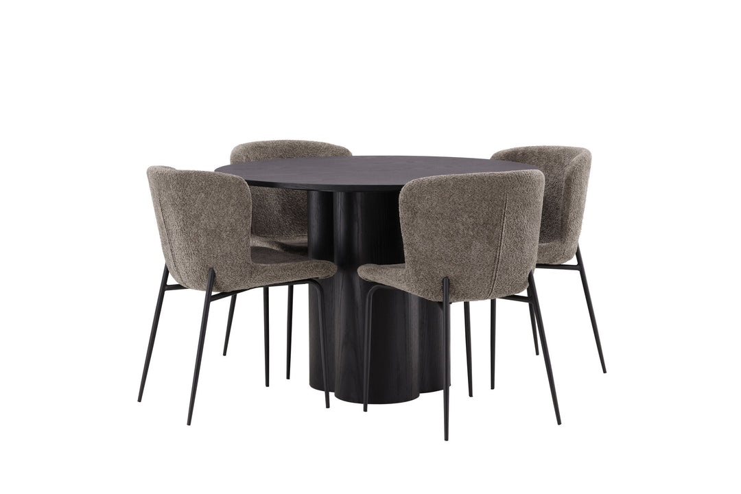 Venture Home OliviaDiningTable-Black/BlackVeneer+ModestoDiningChair-Grey/SmokedBlackBoucle_4