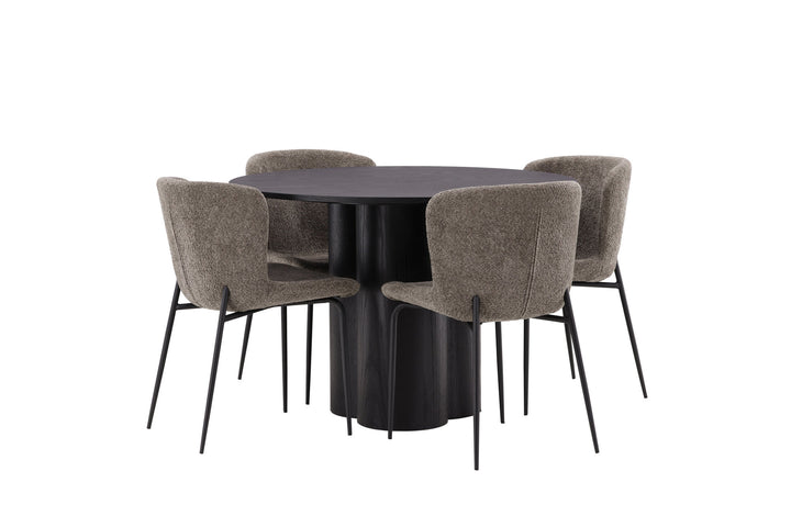 Venture Home OliviaDiningTable-Black/BlackVeneer+ModestoDiningChair-Grey/SmokedBlackBoucle_4