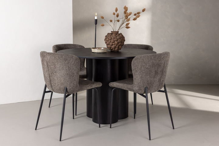Venture Home OliviaDiningTable-Black/BlackVeneer+ModestoDiningChair-Grey/SmokedBlackBoucle_4