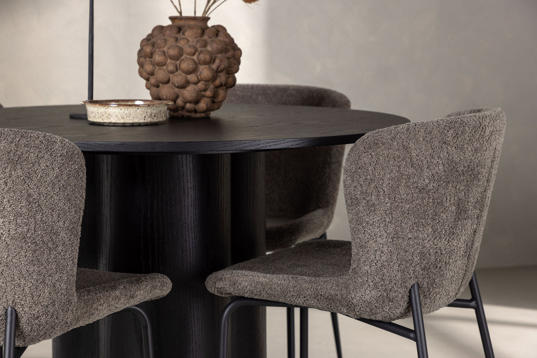 Venture Home OliviaDiningTable-Black/BlackVeneer+ModestoDiningChair-Grey/SmokedBlackBoucle_4