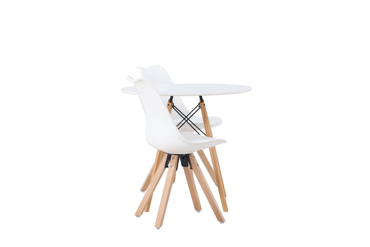 Venture Home Danburi Dining Table - Woodlook / Woodlook MDF +Zeno Dining Chair - Nature woodlook / White PP _2