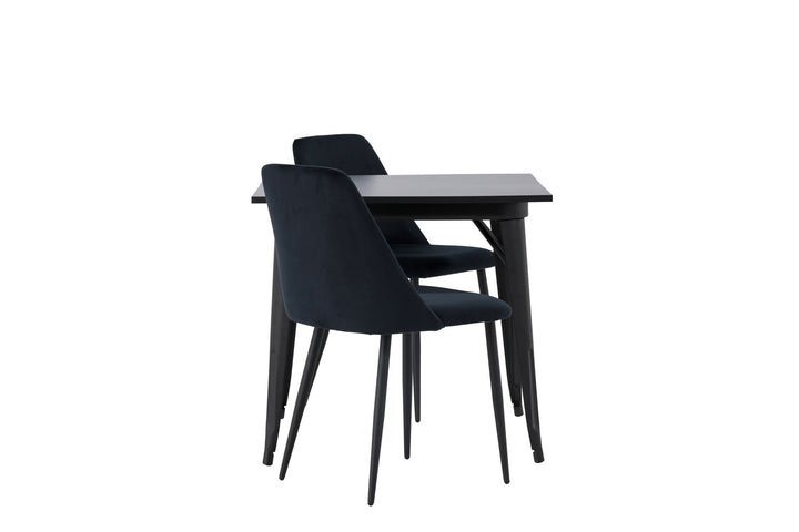Venture Home Tempe Dining Table - Black / Black MDF +Night Dining Chair - Black / Black Velvet _2