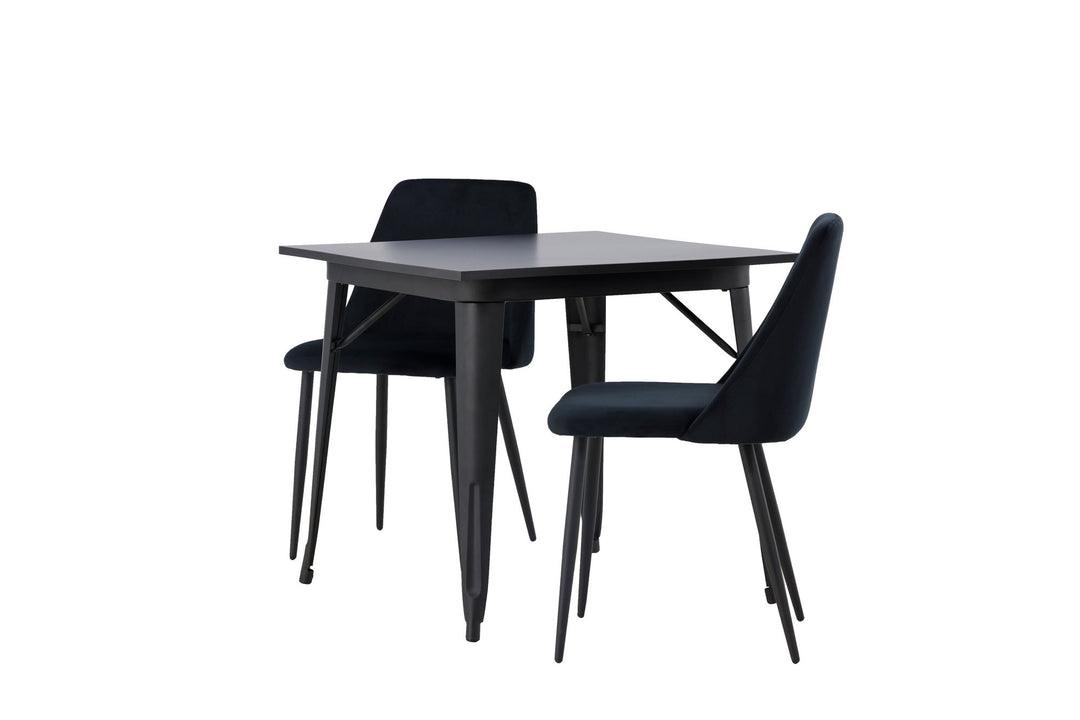 Venture Home Tempe Dining Table - Black / Black MDF +Night Dining Chair - Black / Black Velvet _2