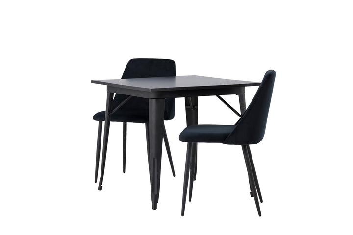 Venture Home Tempe Dining Table - Black / Black MDF +Night Dining Chair - Black / Black Velvet _2