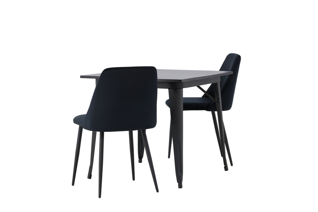 Venture Home Tempe Dining Table - Black / Black MDF +Night Dining Chair - Black / Black Velvet _2
