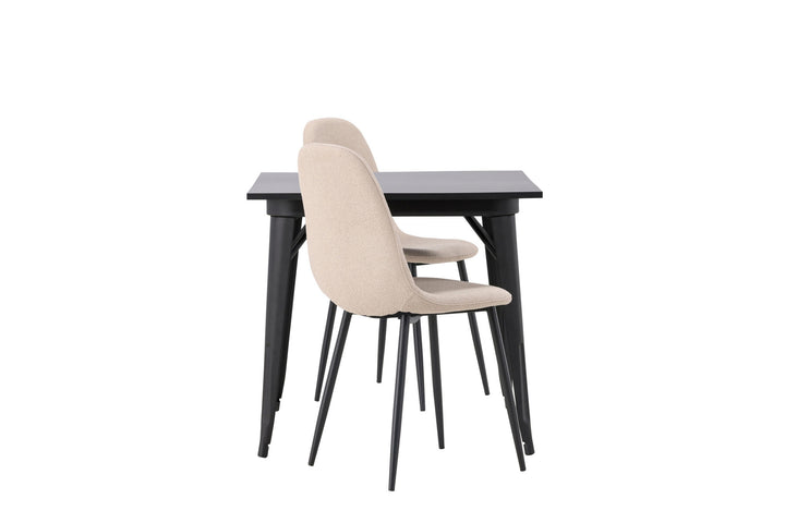Venture Home Tempe Dining Table - Black / Black MDF +Polar Dining Chair - Black / Beige Boucle _2