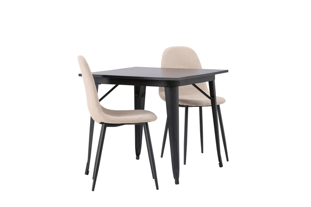 Venture Home Tempe Dining Table - Black / Black MDF +Polar Dining Chair - Black / Beige Boucle _2