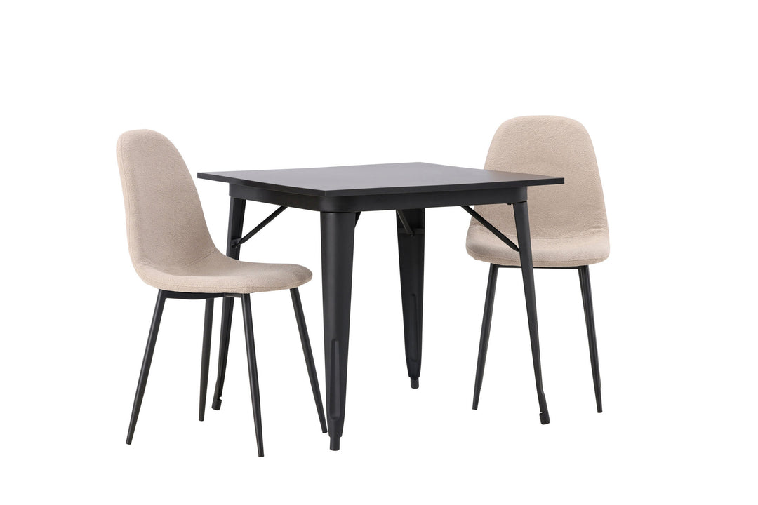 Venture Home Tempe Dining Table - Black / Black MDF +Polar Dining Chair - Black / Beige Boucle _2