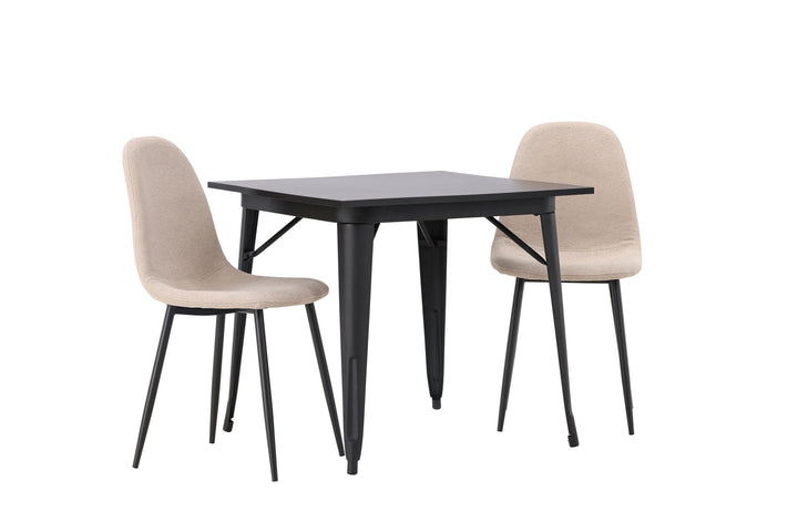 Venture Home Tempe Dining Table - Black / Black MDF +Polar Dining Chair - Black / Beige Boucle _2