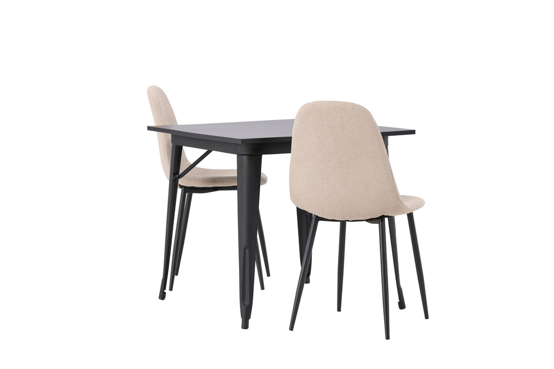 Venture Home Tempe Dining Table - Black / Black MDF +Polar Dining Chair - Black / Beige Boucle _2