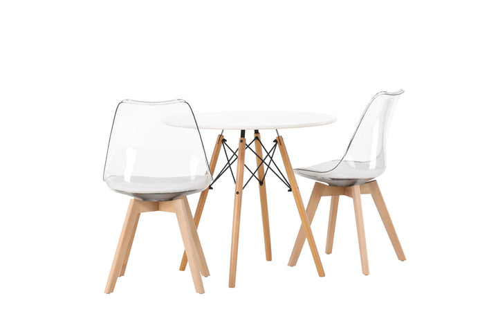 Venture Home Danburi Dining Table - Woodlook / Woodlook MDF +Edvin Dining Chair - Nature / PET (seat cushion white) PET surface,seat with usual sponge _2