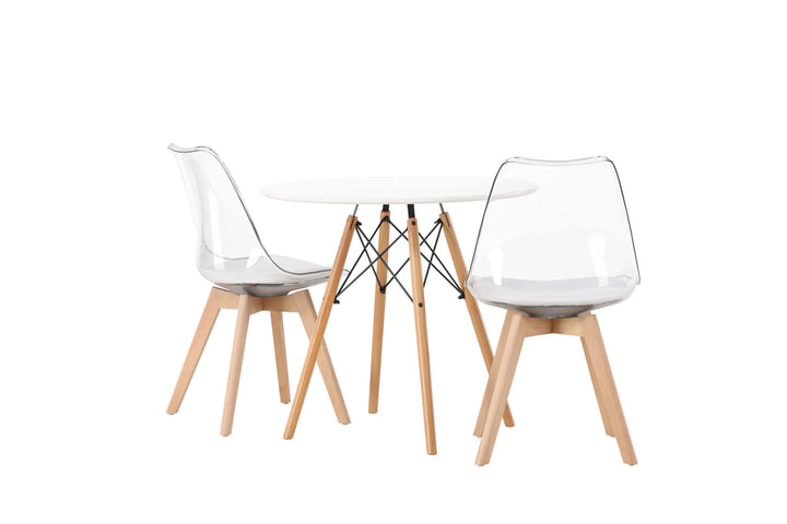 Venture Home Danburi Dining Table - Woodlook / Woodlook MDF +Edvin Dining Chair - Nature / PET (seat cushion white) PET surface,seat with usual sponge _2