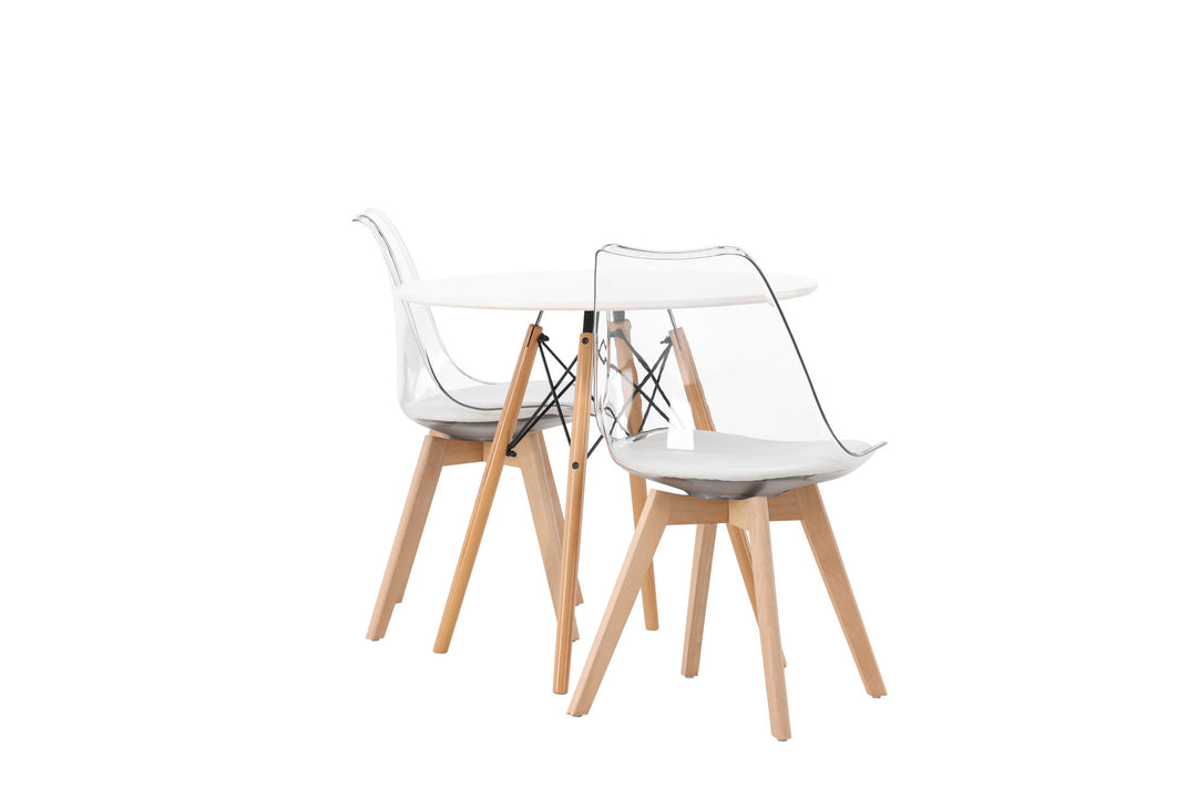 Venture Home Danburi Dining Table - Woodlook / Woodlook MDF +Edvin Dining Chair - Nature / PET (seat cushion white) PET surface,seat with usual sponge _2