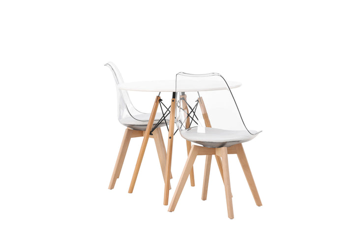 Venture Home Danburi Dining Table - Woodlook / Woodlook MDF +Edvin Dining Chair - Nature / PET (seat cushion white) PET surface,seat with usual sponge _2