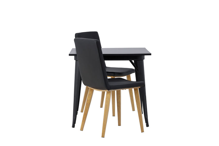 Venture Home Tempe Dining Table - Black / Black MDF +Today Dining Chair - Nature / Black PU _2