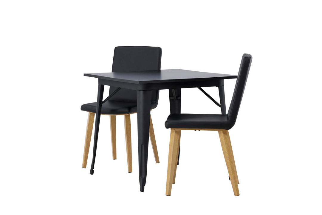 Venture Home Tempe Dining Table - Black / Black MDF +Today Dining Chair - Nature / Black PU _2