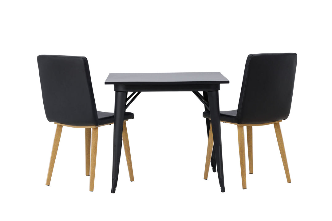 Venture Home Tempe Dining Table - Black / Black MDF +Today Dining Chair - Nature / Black PU _2