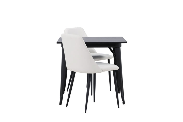 Venture Home Tempe Dining Table - Black / Black MDF +Night Dining Chair - Black / White PU _2