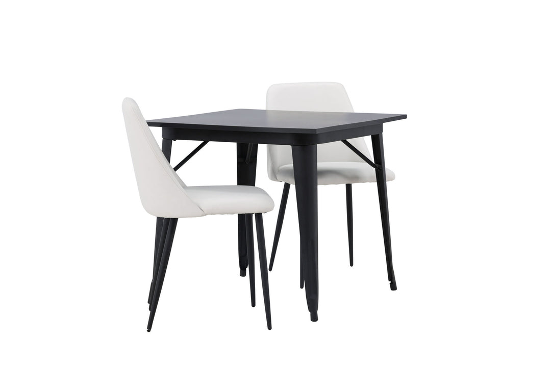 Venture Home Tempe Dining Table - Black / Black MDF +Night Dining Chair - Black / White PU _2