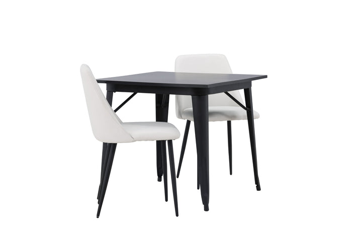 Venture Home Tempe Dining Table - Black / Black MDF +Night Dining Chair - Black / White PU _2